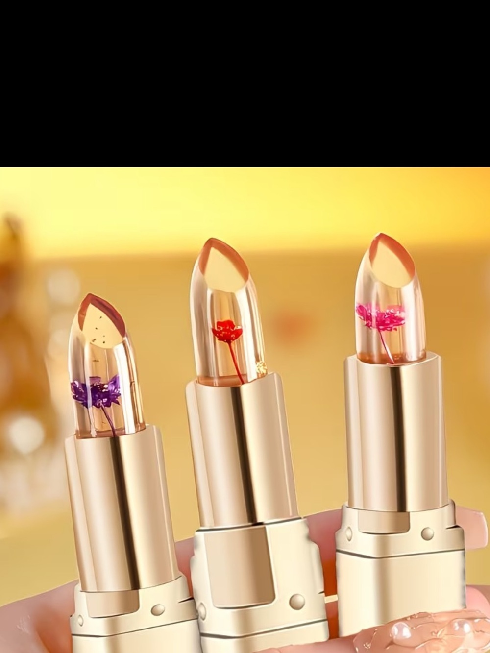Floral Jelly Lipstick - Sheer Pink, Peach, Rose